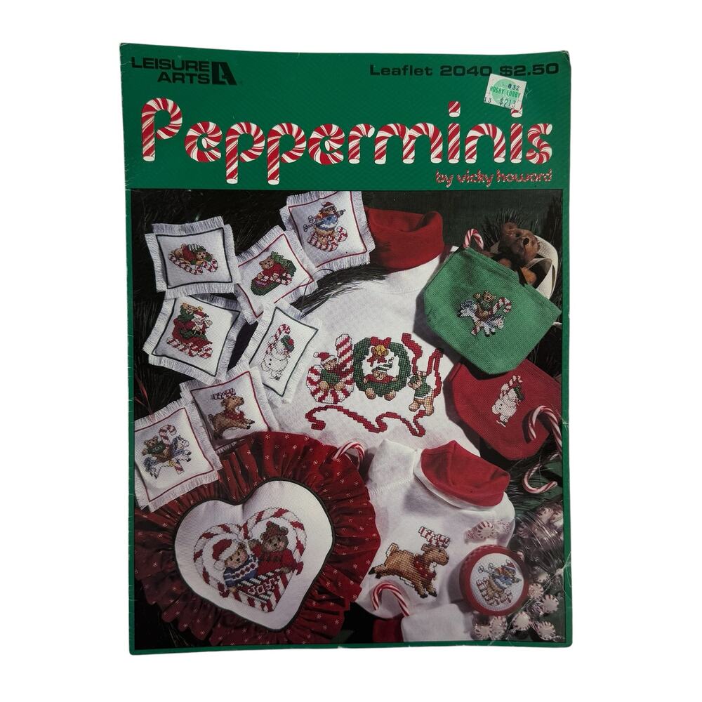 Vintage LEISURE ARTS Pepperminis Cross Stitch Leaflet Vicki Howard Christmas